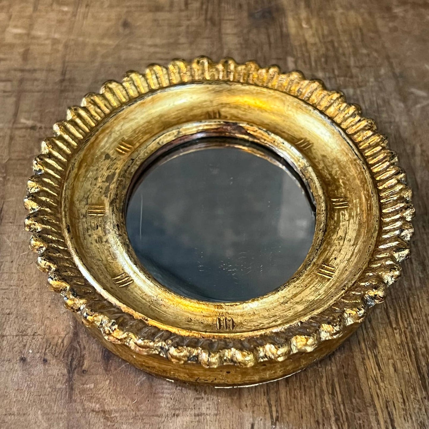 Vintage oval gold frame mirror - sunburst mirror