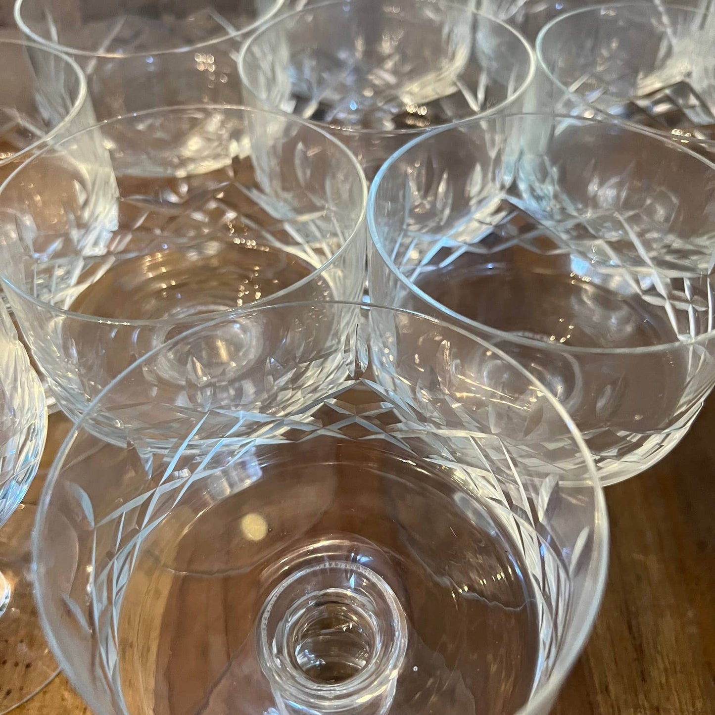 Crystal criss cross design cocktail coupes - set of 6