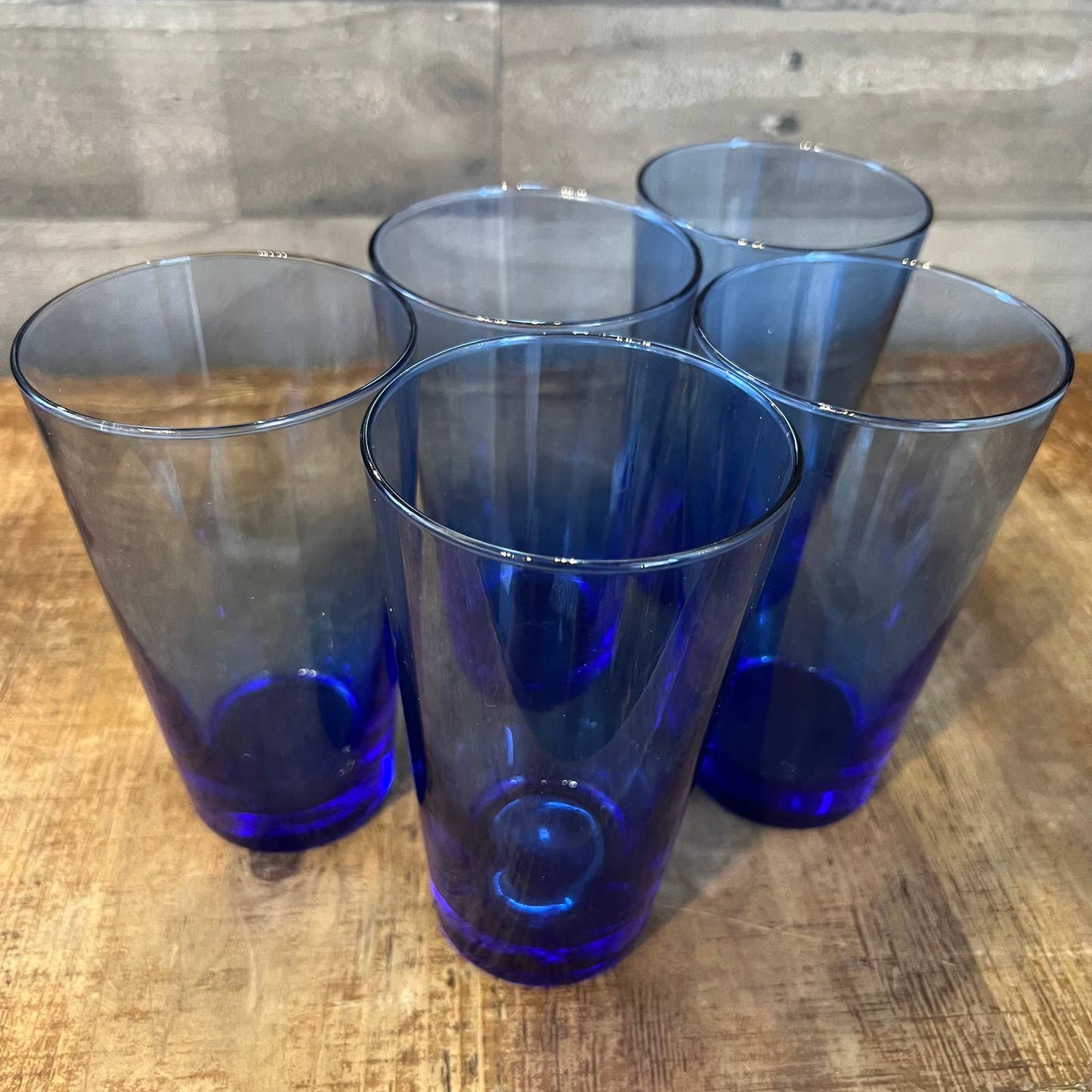 Cobalt blue tall Libbey glass tumblers - set of 5