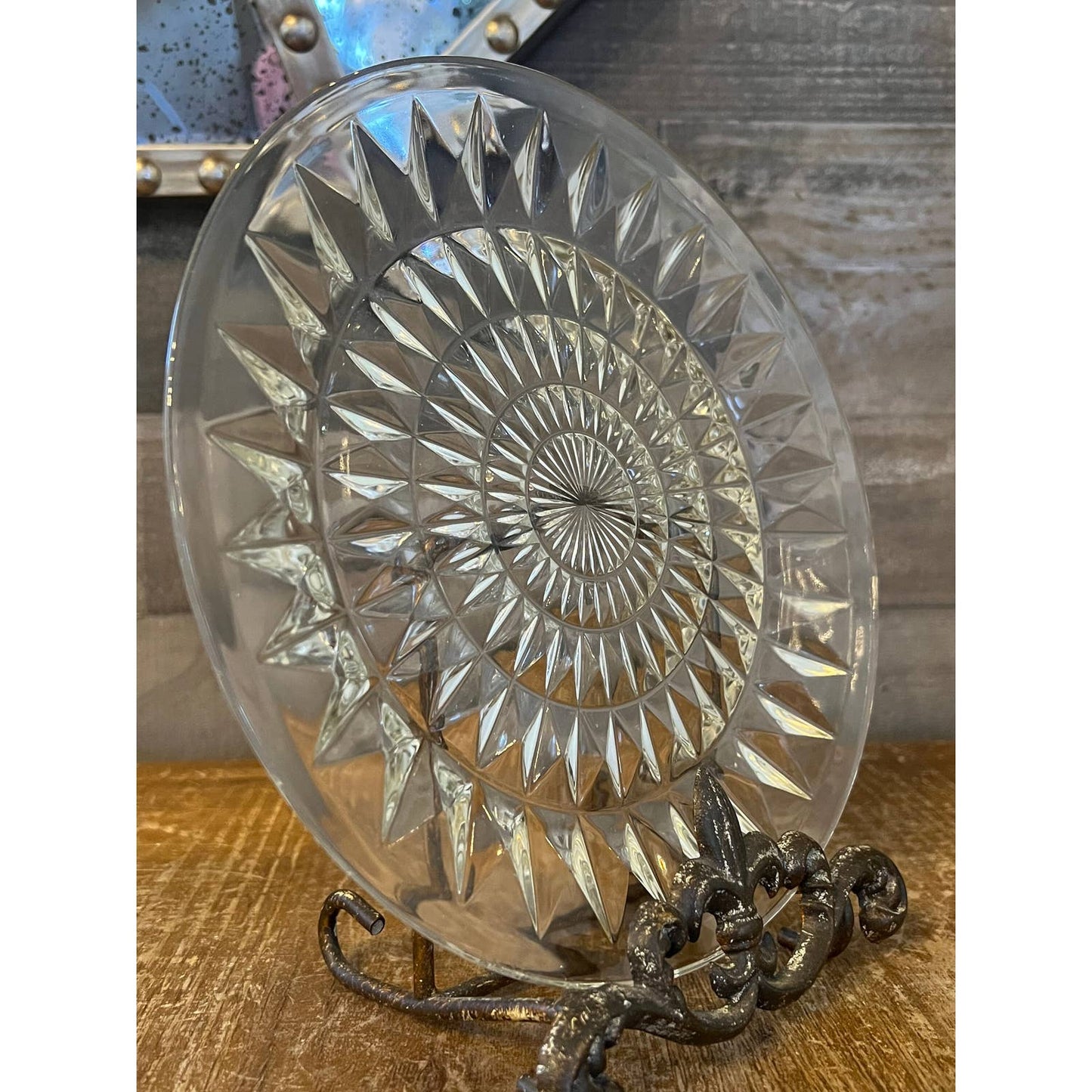 Vintage Jeannette Glass Company glass diamond pattern plate