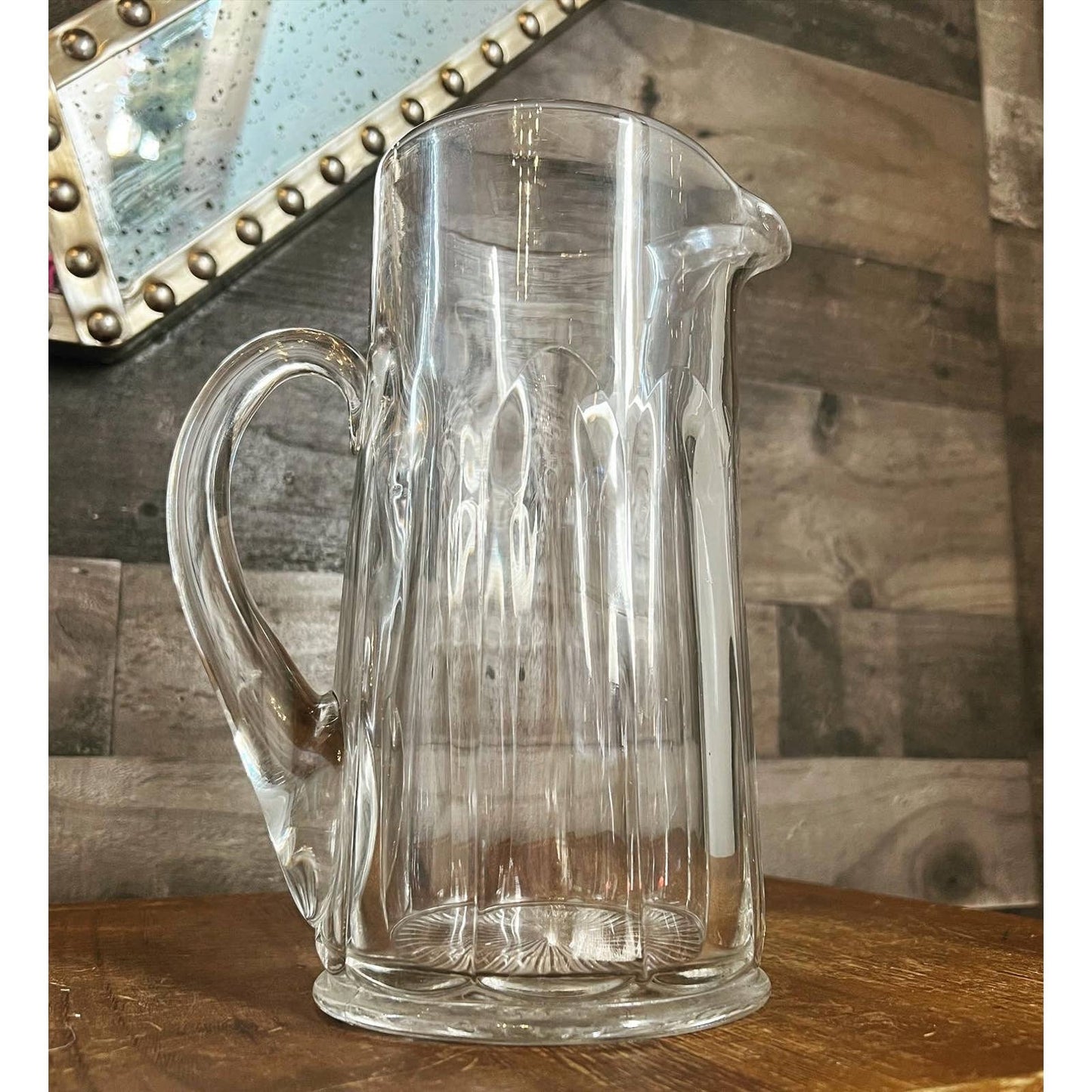 Tall MCM glass pitcher