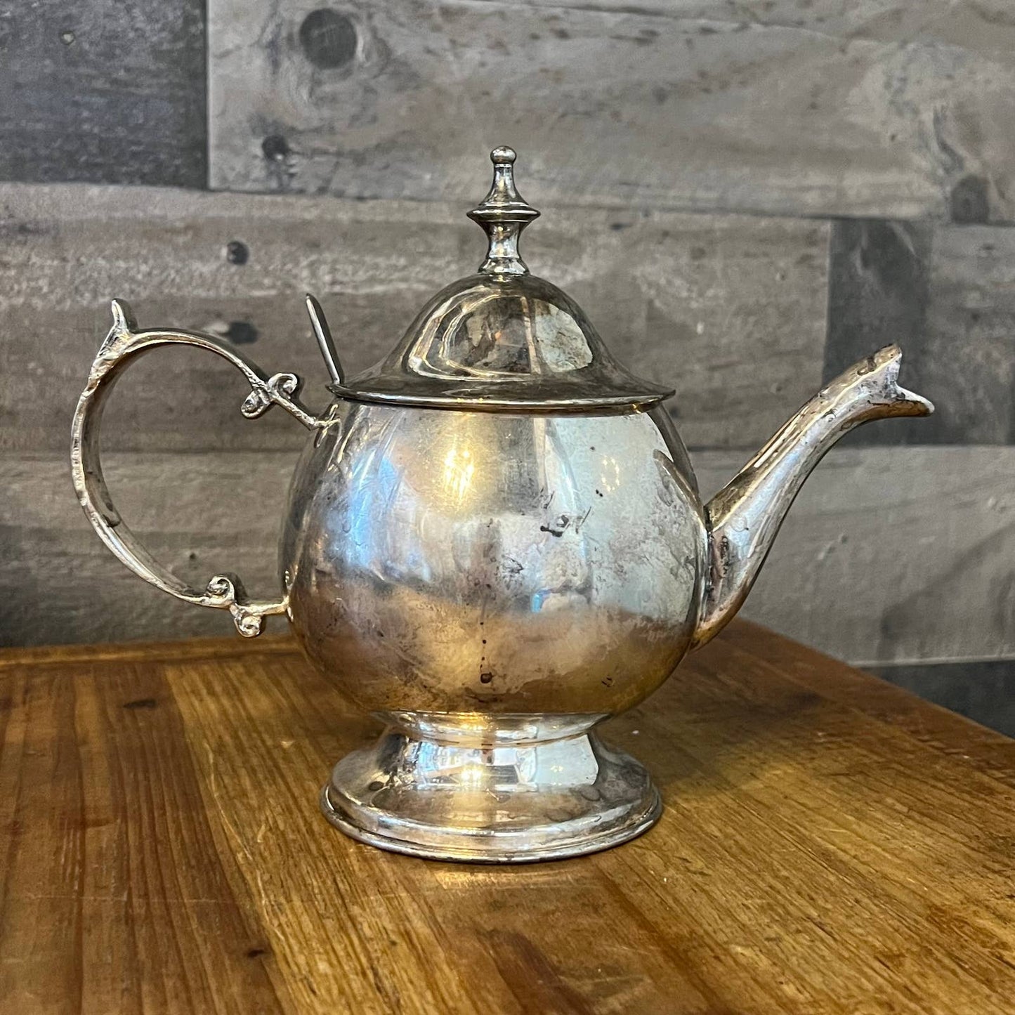 Vintage Silver Plated Small Lidded Teapot and Spoon
