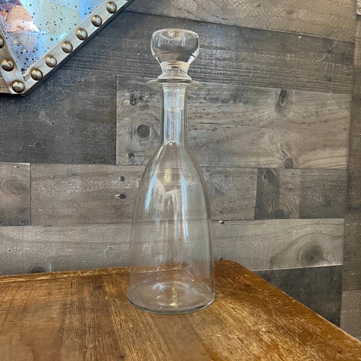 Clear glass blown decanter and stopper
