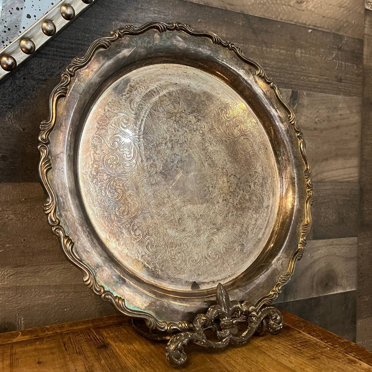 Vintage WM A Rogers round silverplated tray