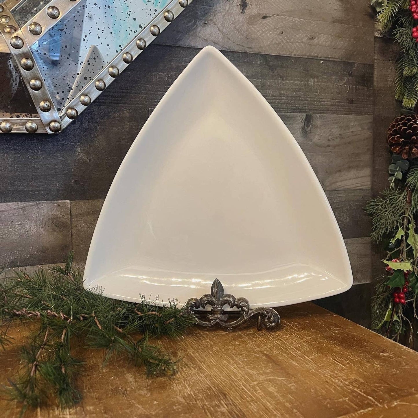 Vintage Tuxton heavy ceramic triangle plate - display tray - table centerpiece - cookie tray