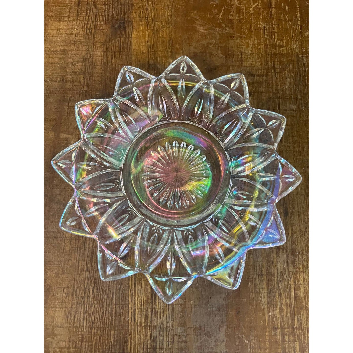 Vintage Federal iridescent petal plate - saucer - trinket dish