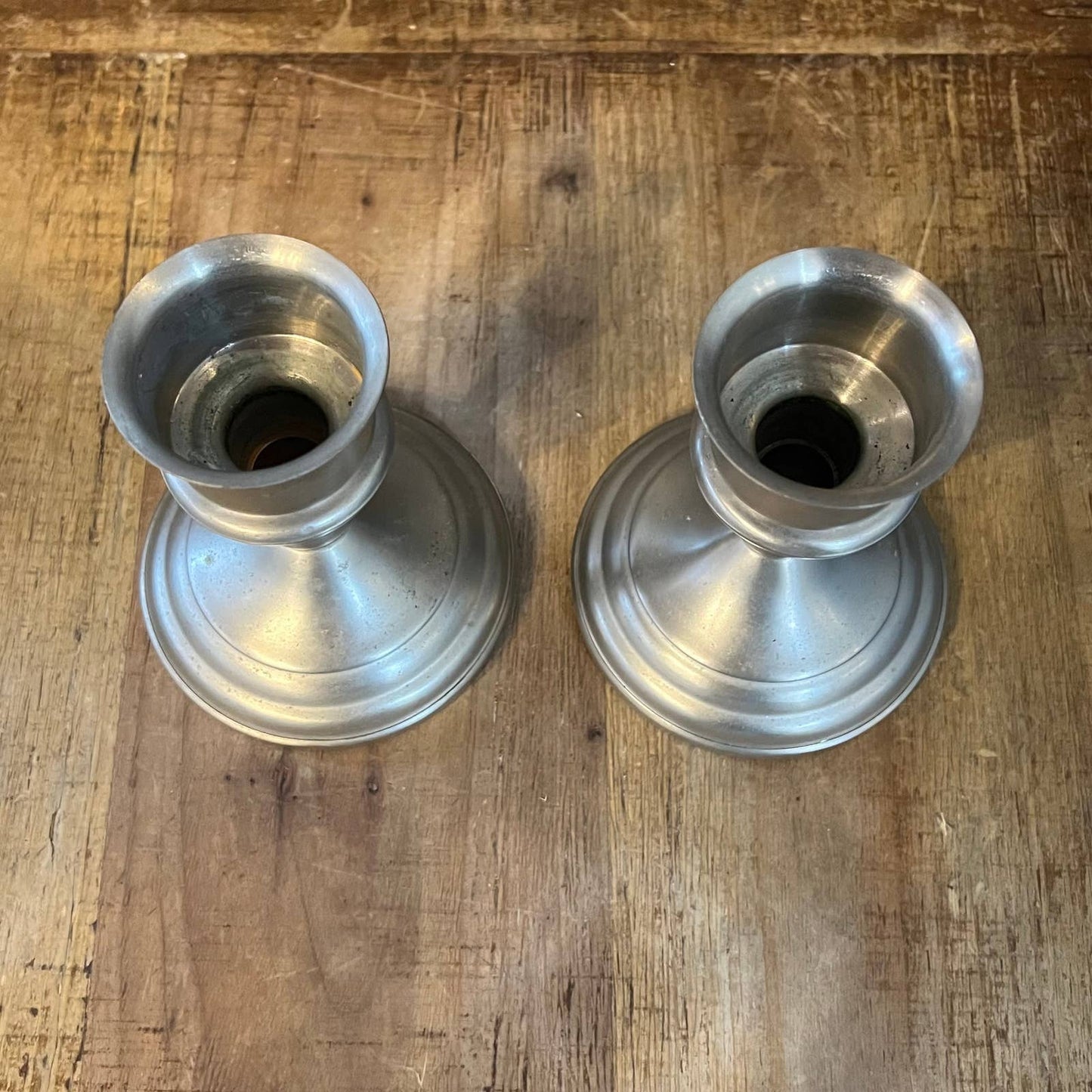 Vintage FB Rogers Provincetown Pewterlite pewter candlestick holders - pair