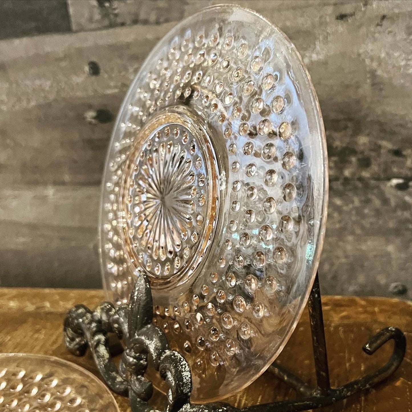 Vintage set of 6 anchor hocking pink depression glass hobnail small plates