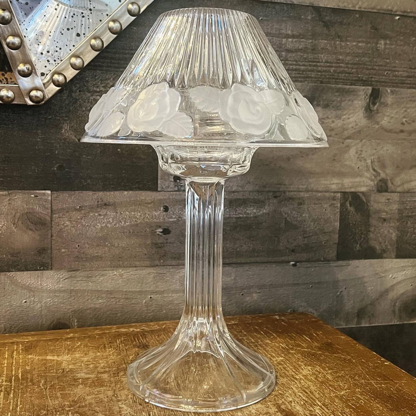 Vintage Royal Limited heavy crystal candle lamp - ribbed