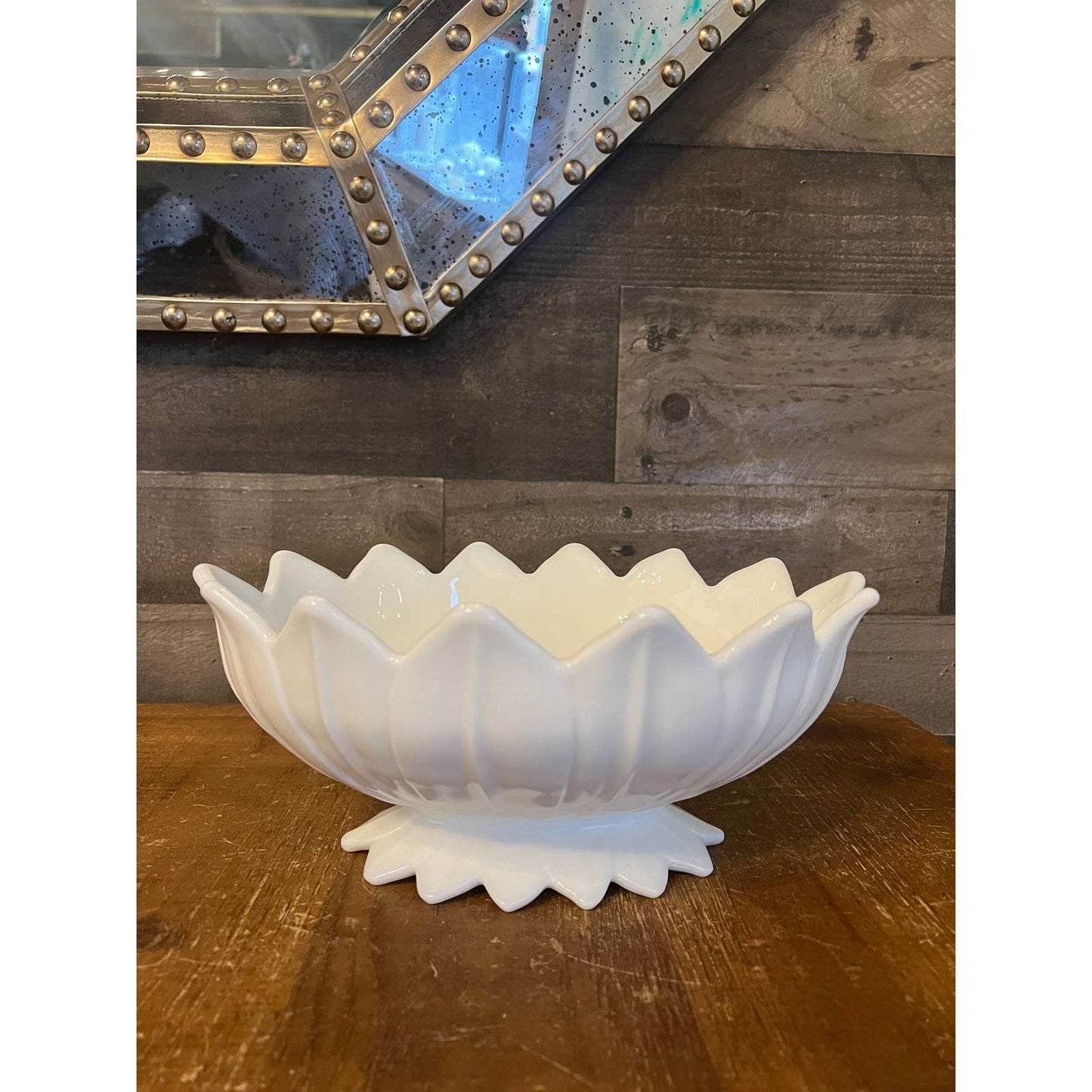 Vintage Westmoreland Glass Milk Glass Lotus Pattern Bowl