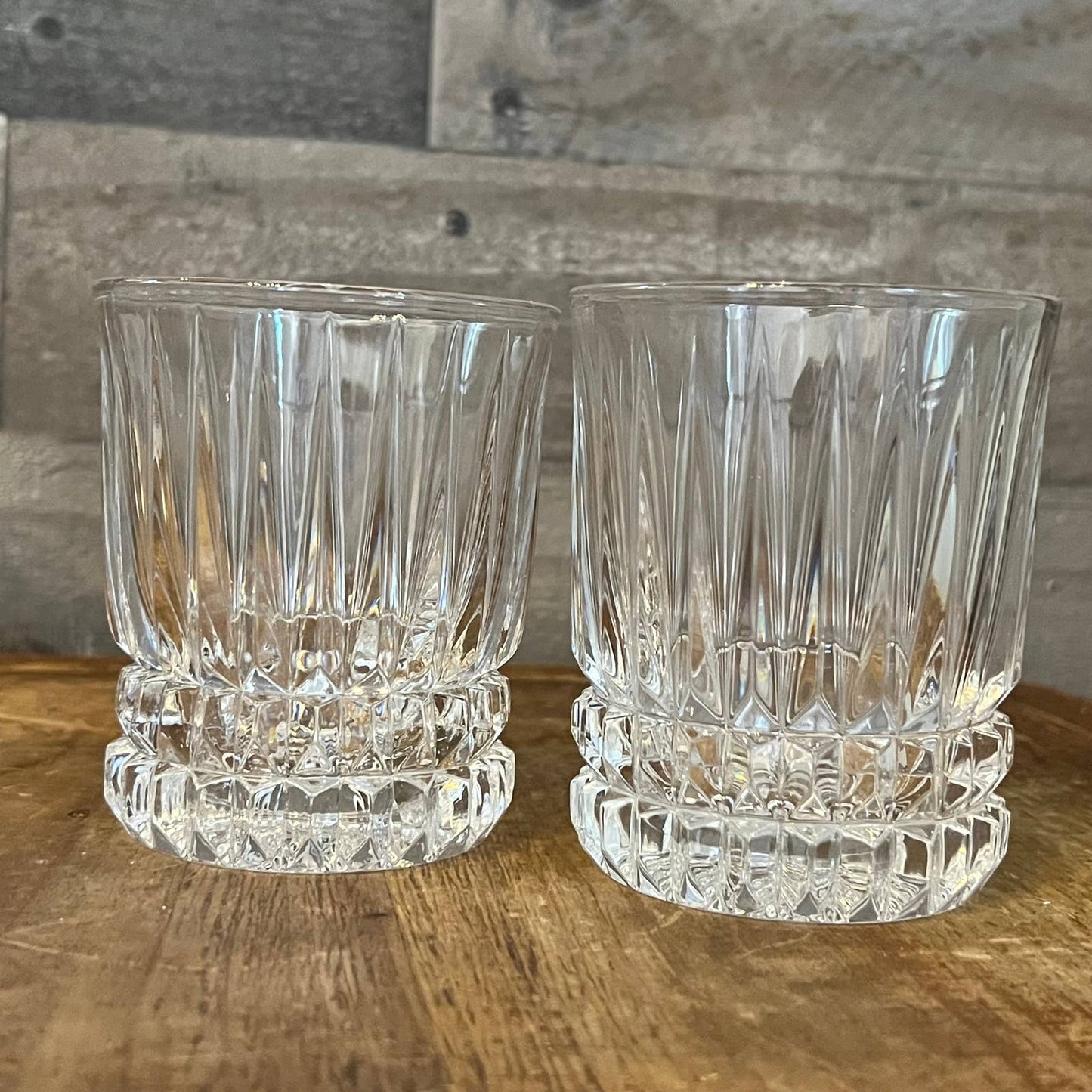 Fostoria Heritage Clear Double Old Fashioned Rocks Glasses - Pair