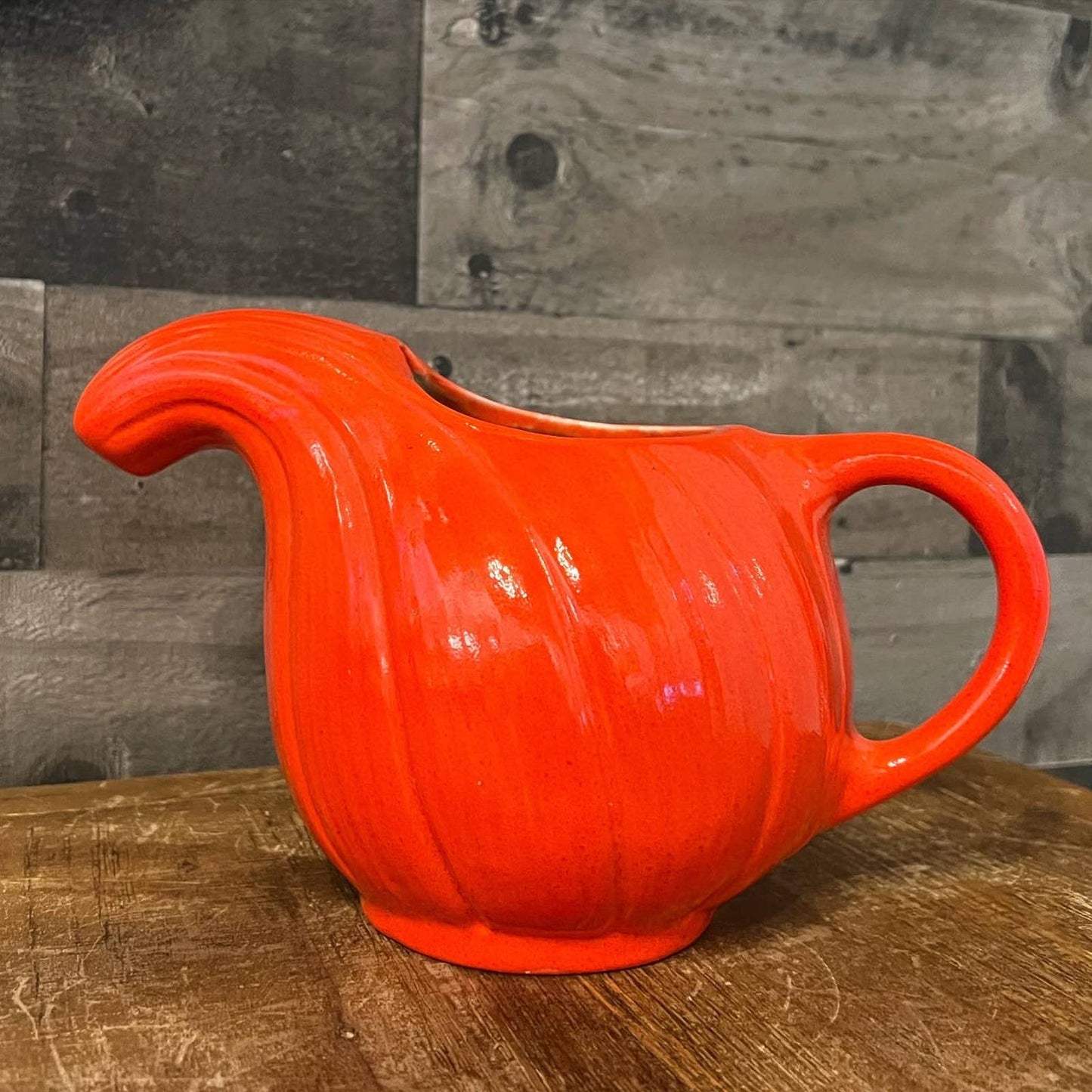 Vintage unique red glazed pottery watering can