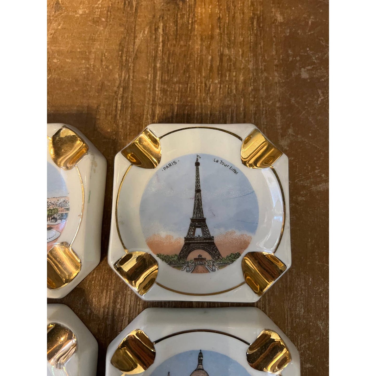 Limoges France set of 4 cityscape ashtrays