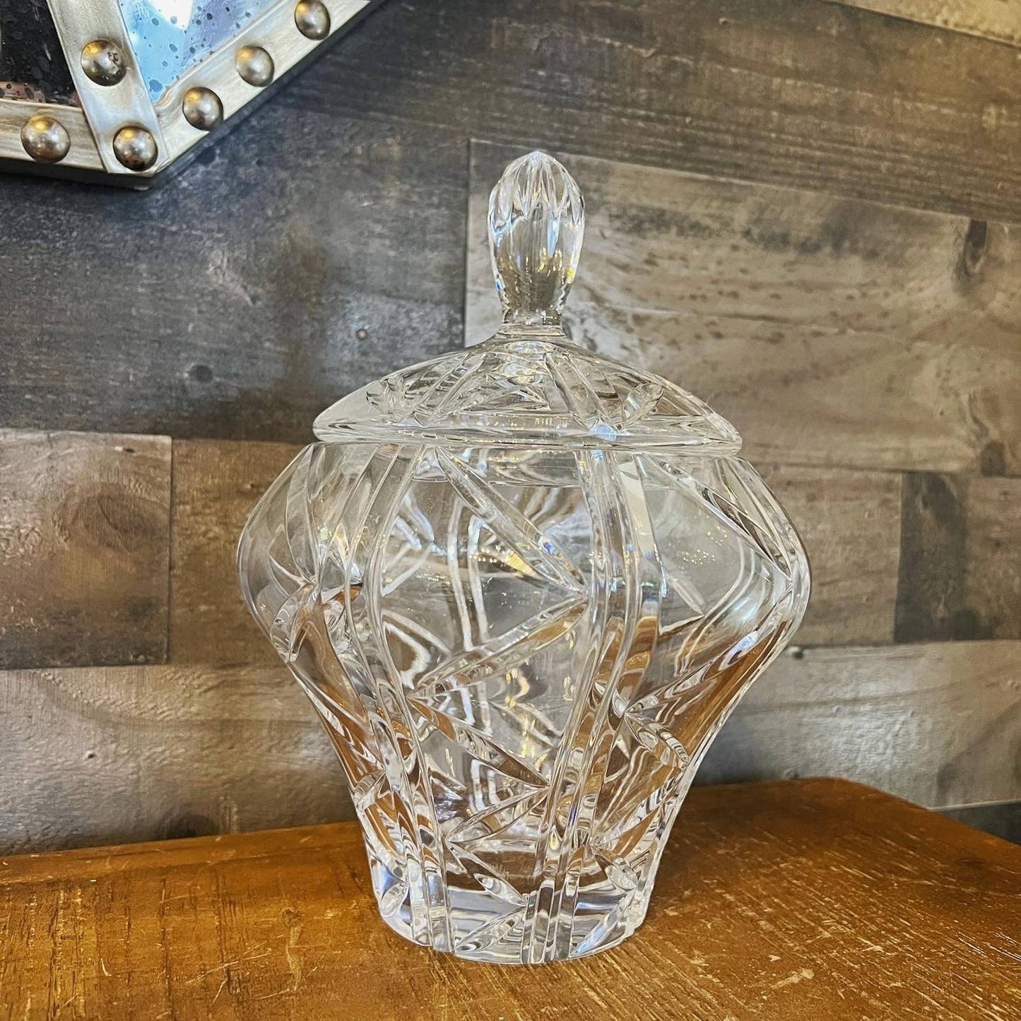 Vintage heavy crystal lidded jar