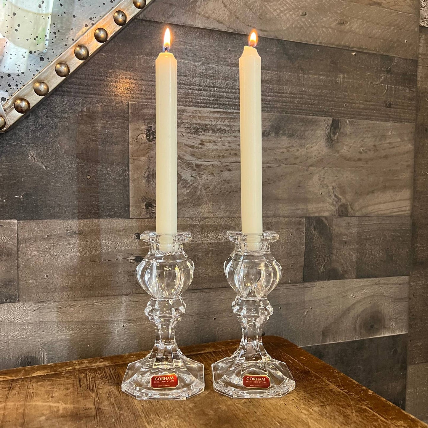 Gorham crystal baroque candlestick holders - pair