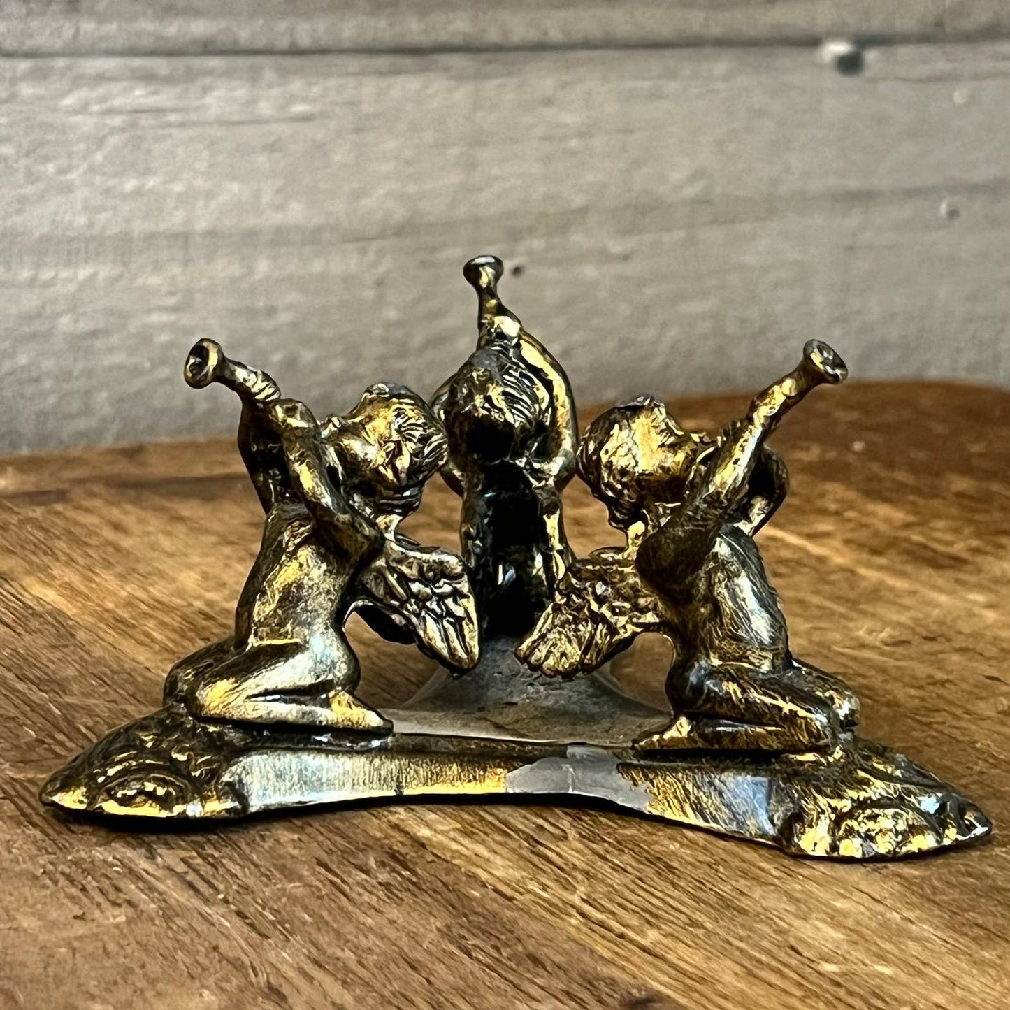 Vintage cherub angels playing trumpets figurine