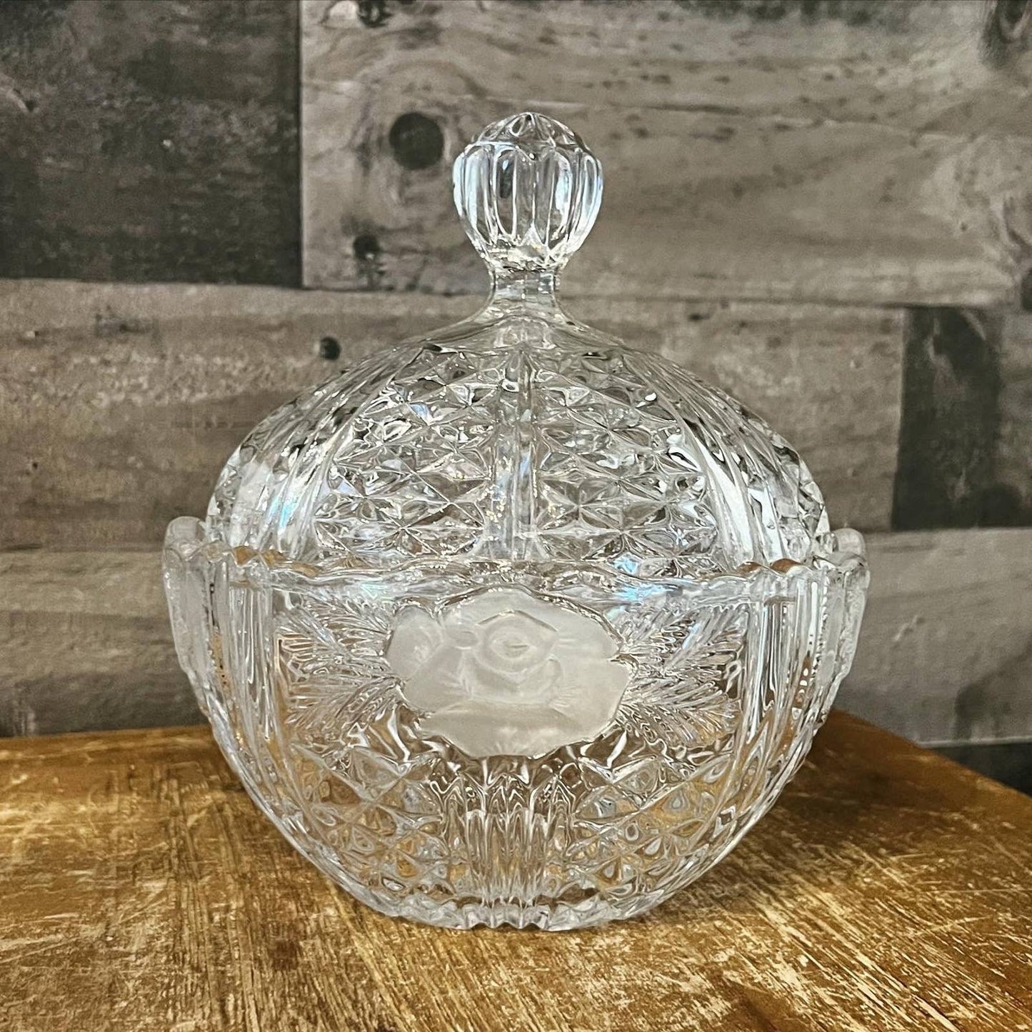 Crystal Clear Industries Dorsette oval floral candy dish with lid