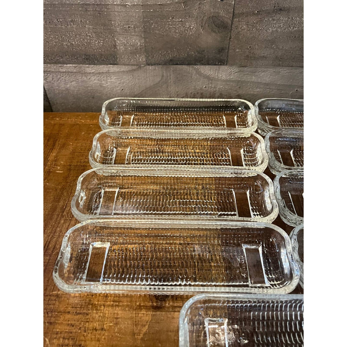 Vintage clear glass corn on the cob holders set of 9