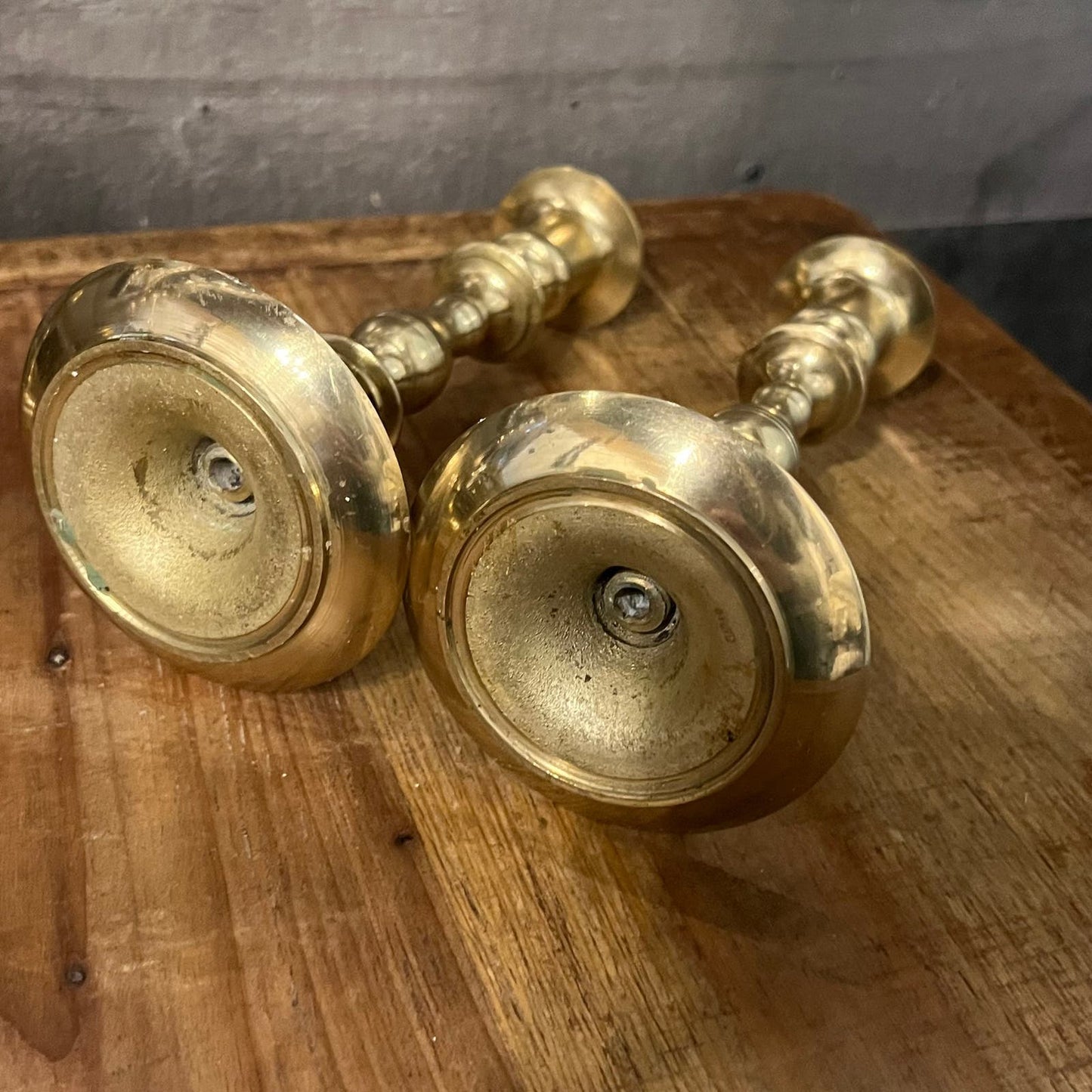 Vintage Pair of Brass Candlestick Holders