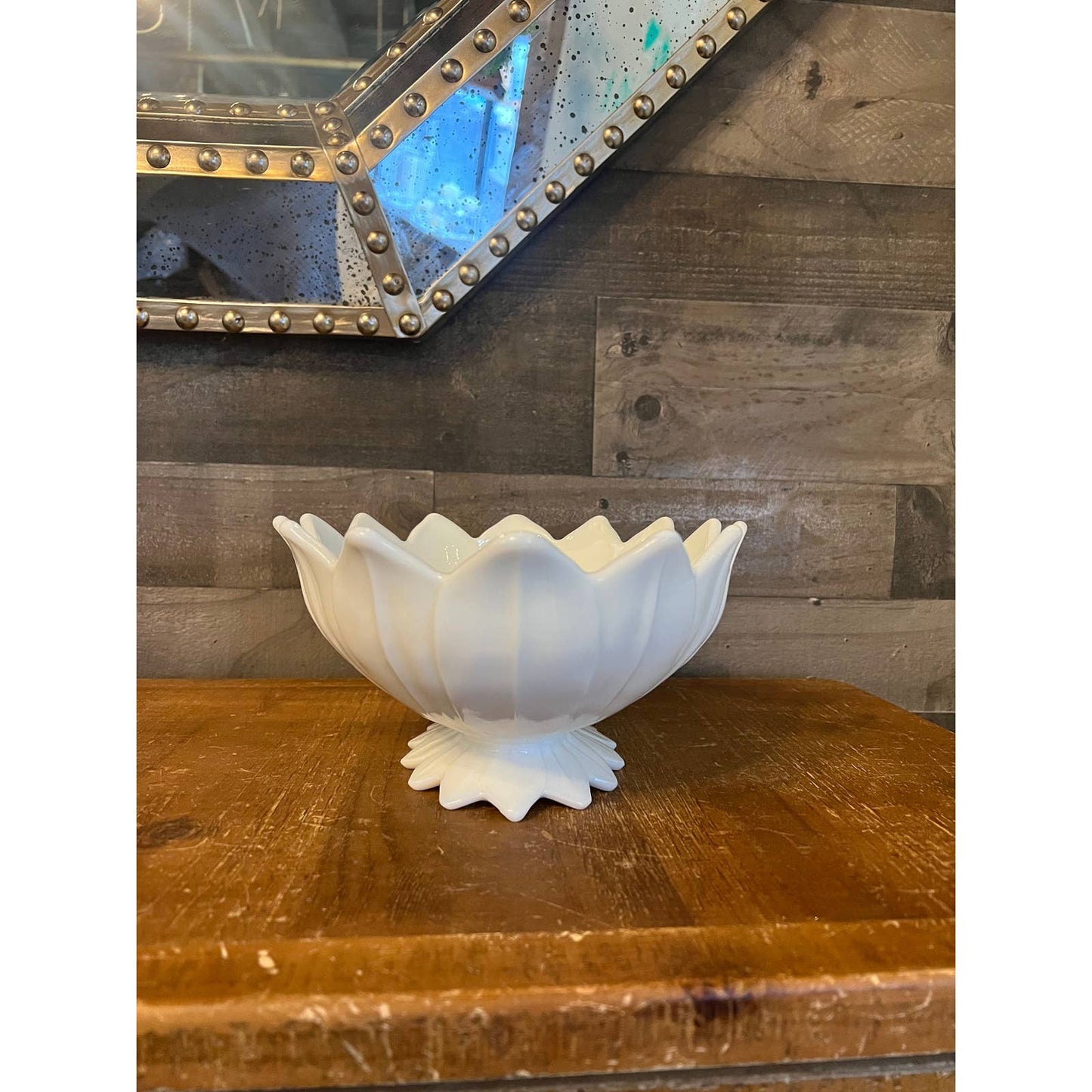 Vintage Westmoreland Glass Milk Glass Lotus Pattern Bowl