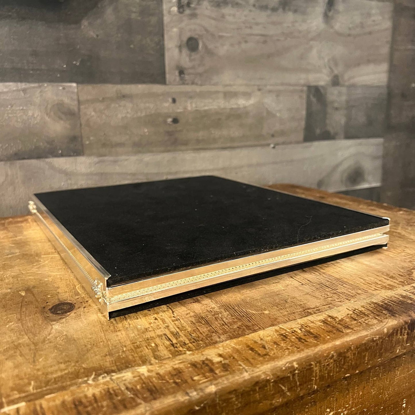 Elegant large silver tone hinged table picture frame