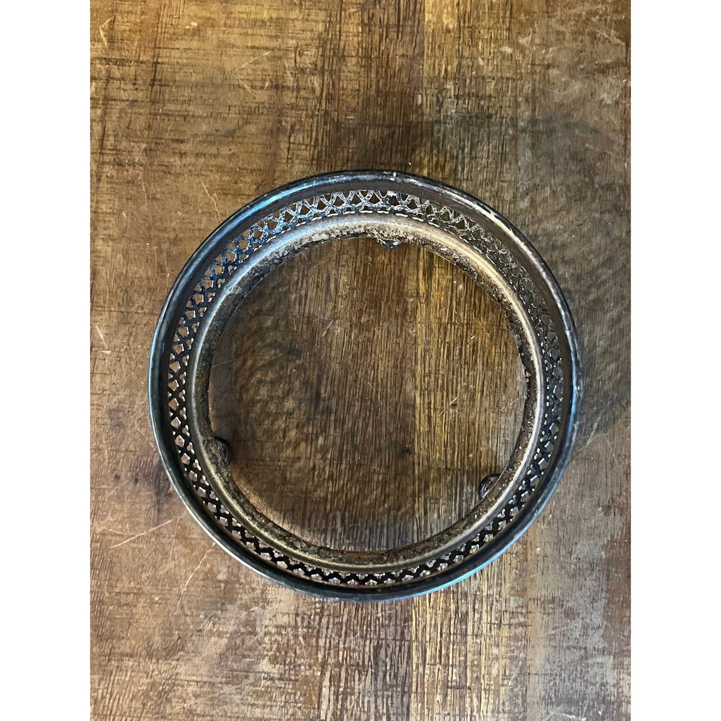 Vintage tri footed silver plated wine coaster