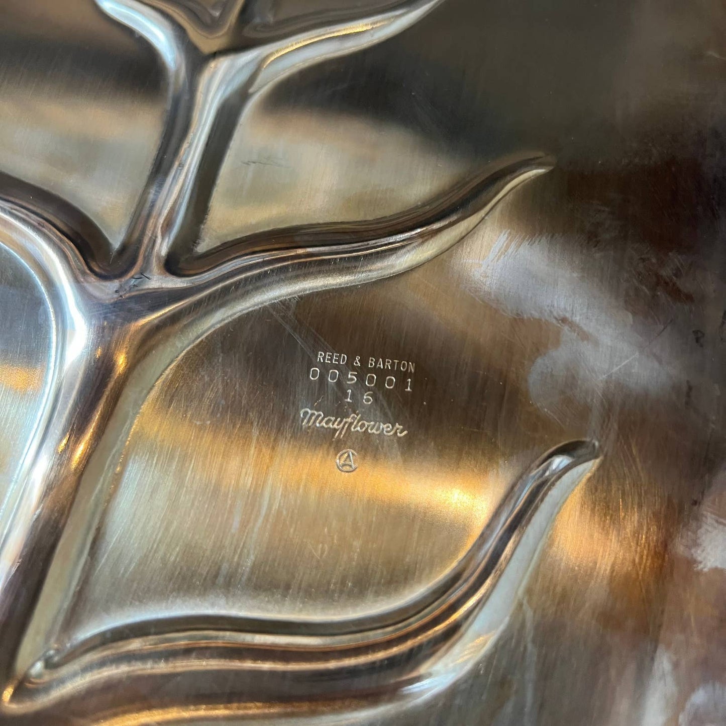 Reed & Barton vintage silverplated footed Mayflower leaf tray
