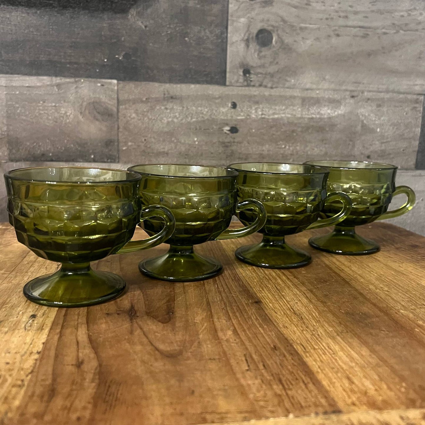 Colony Whitehall Green Footed Handled Coupes - Mugs - Teacups - Set of 4