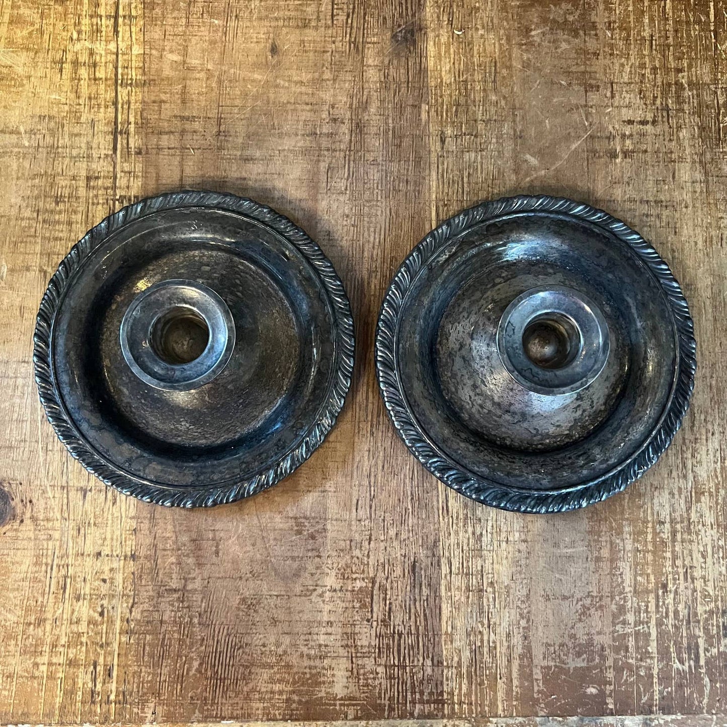 Vintage silverplated candlestick holder pair