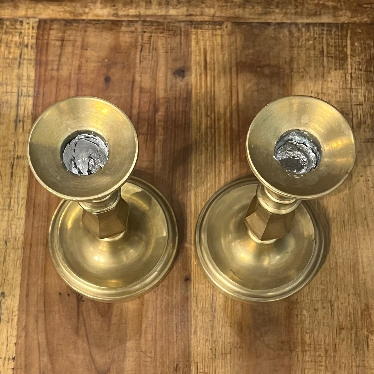 Vintage Pair of Brass Candlestick Holders