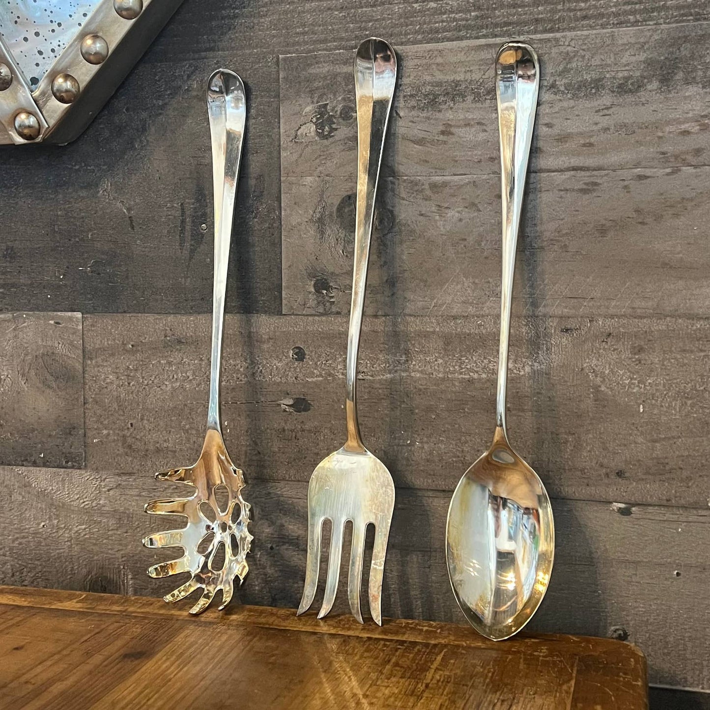 Studio Silversmiths silverplated cooking utensils - set of 3 - pasta spoon, serving spoon, serving fork