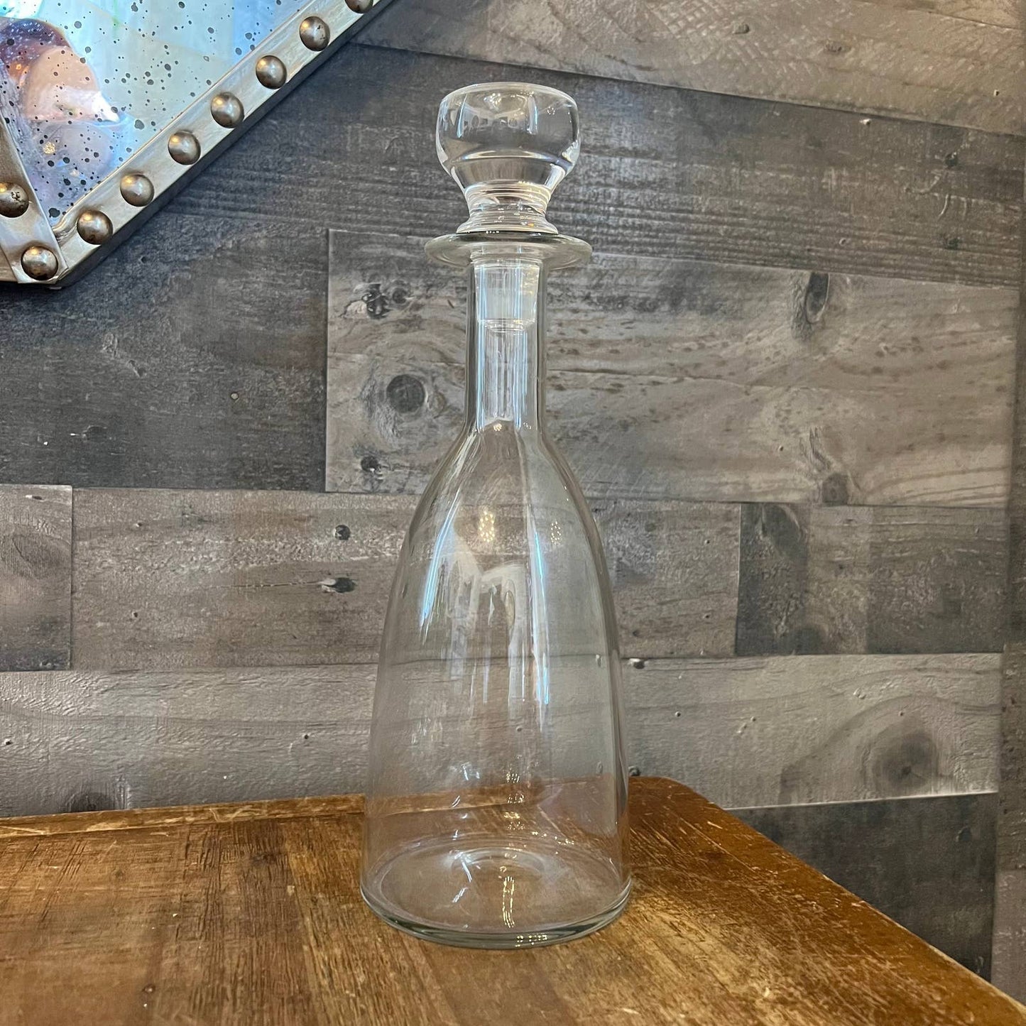 Clear glass blown decanter and stopper