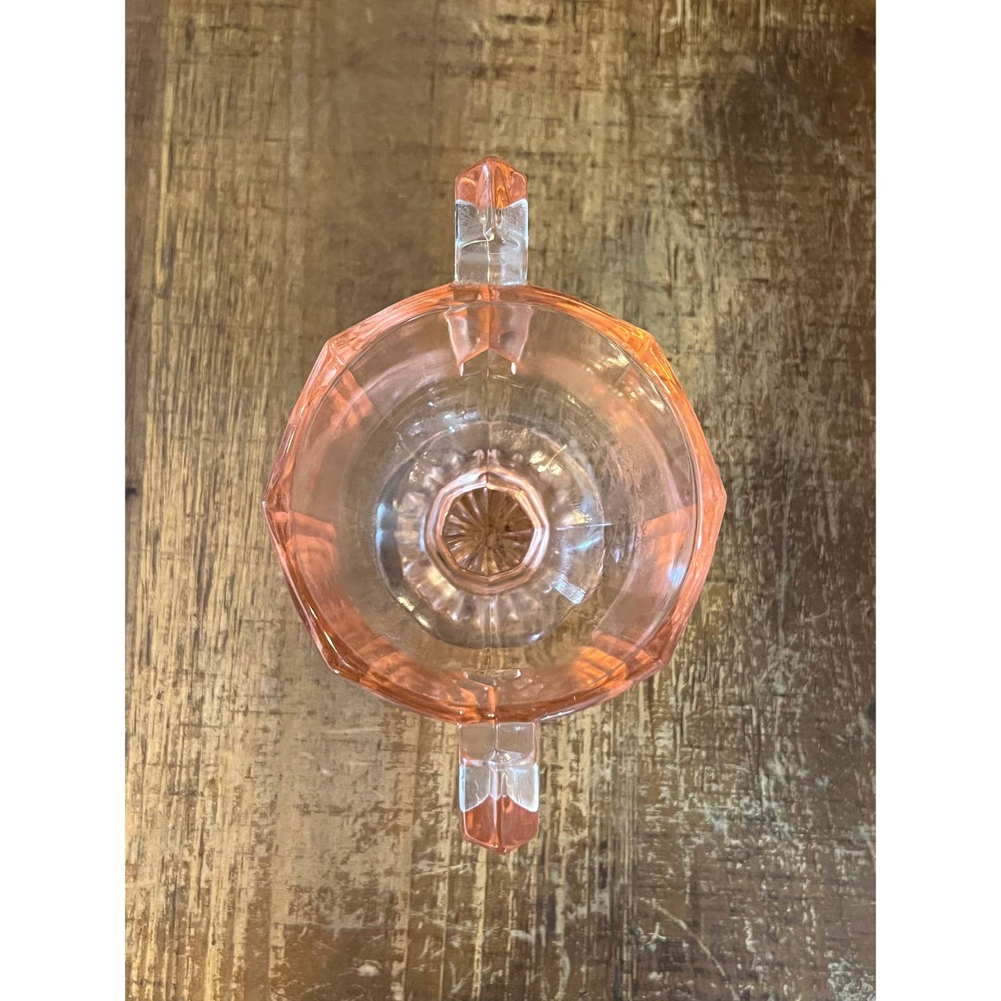 Vintage art deco pink depression glass open sugar bowl