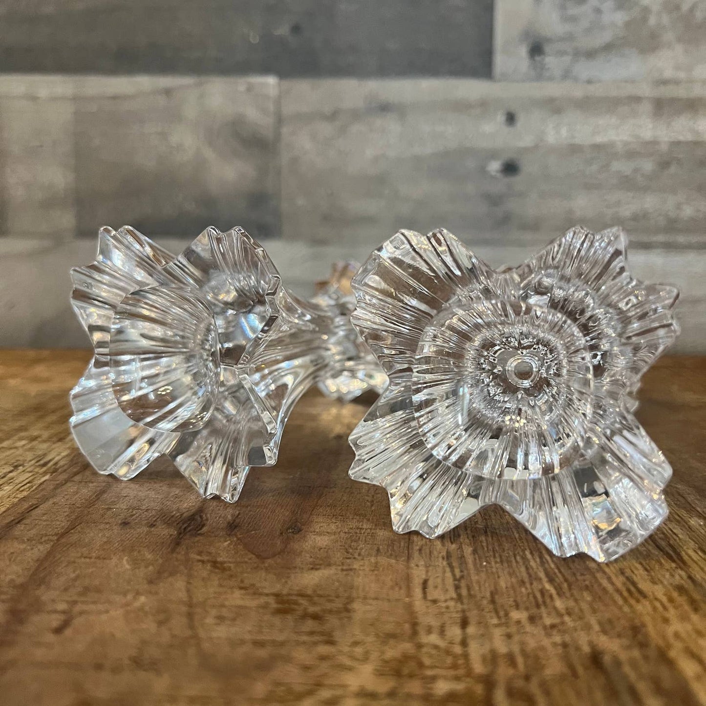 Pair of heavy crystal candlestick holders