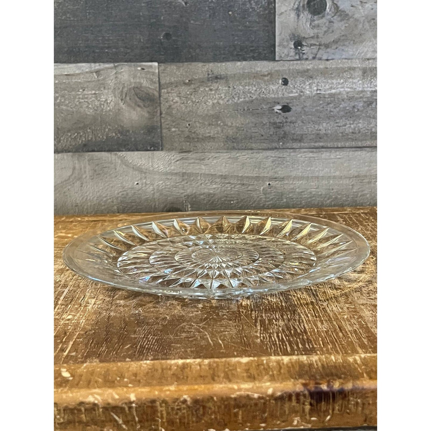 Vintage Jeannette Glass Company glass diamond pattern plate