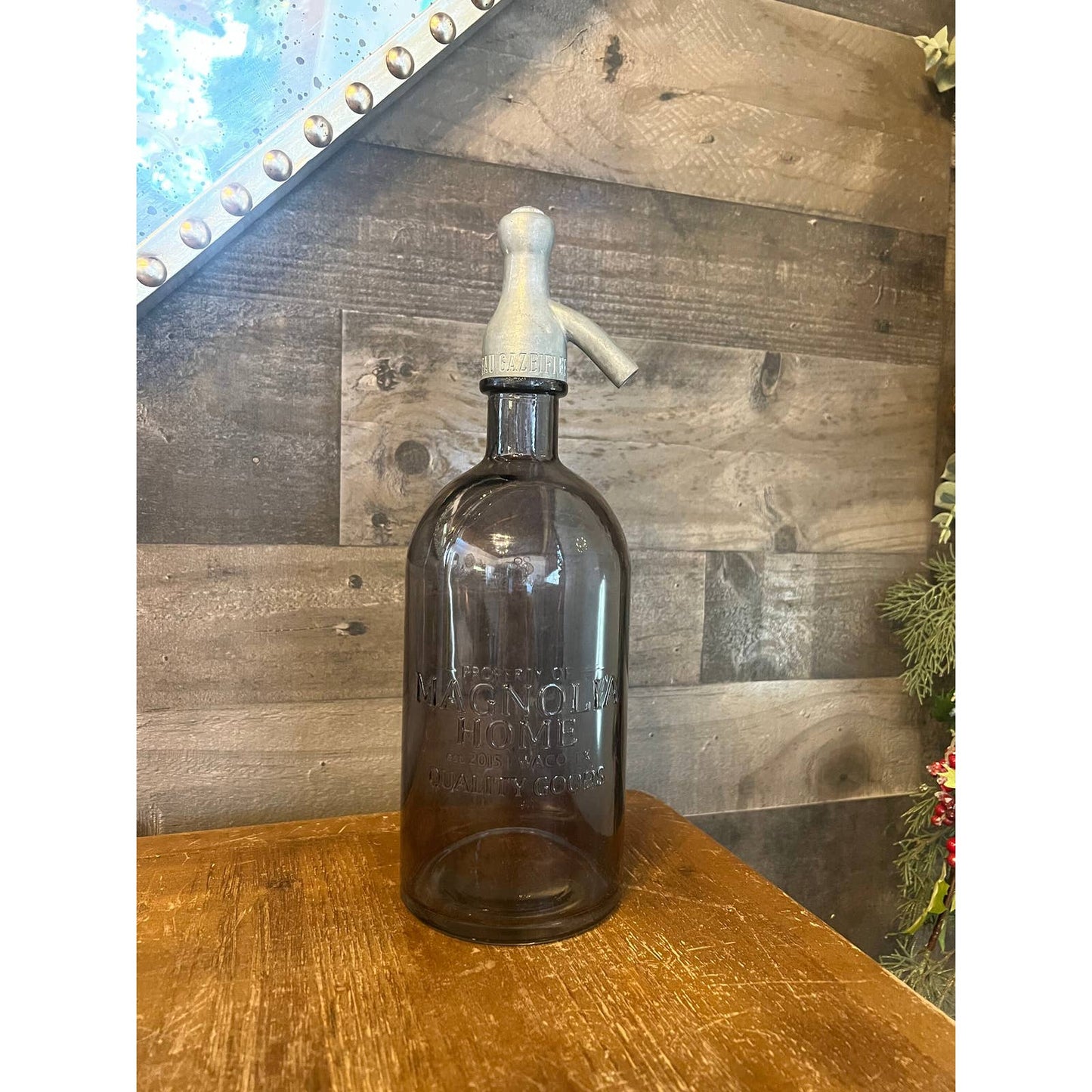 Magnolia home dark grey glass Seltzer bottle - siphon bottle