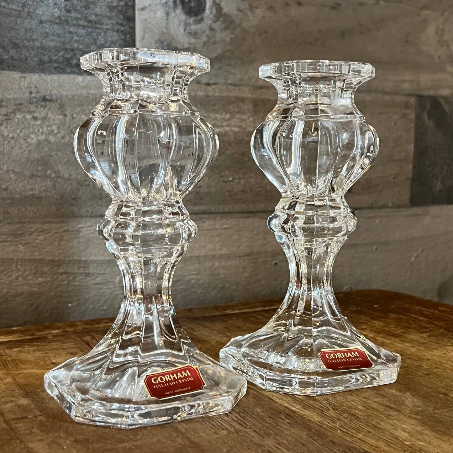 Gorham crystal baroque candlestick holders - pair