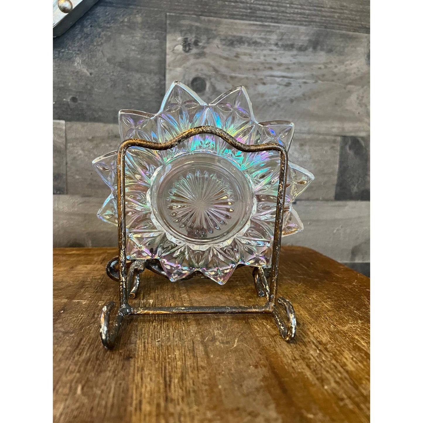 Vintage Federal iridescent petal plate - saucer - trinket dish