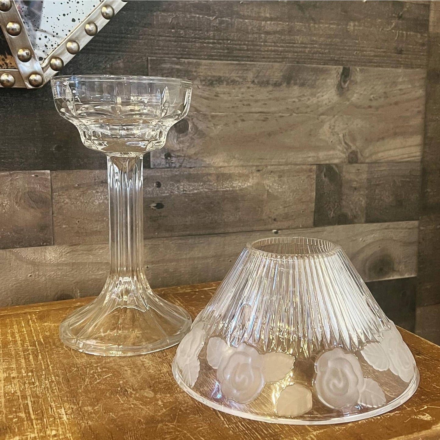 Vintage Royal Limited heavy crystal candle lamp - ribbed