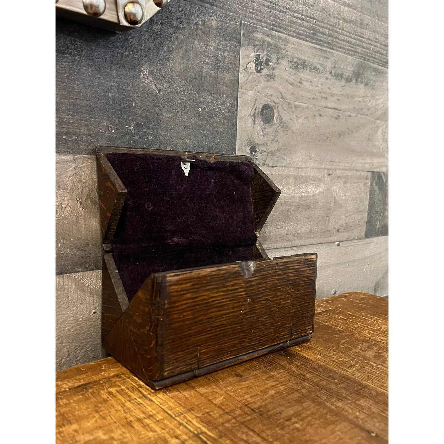 Antique wooden trinket box - patented February 13 1833 sewing box