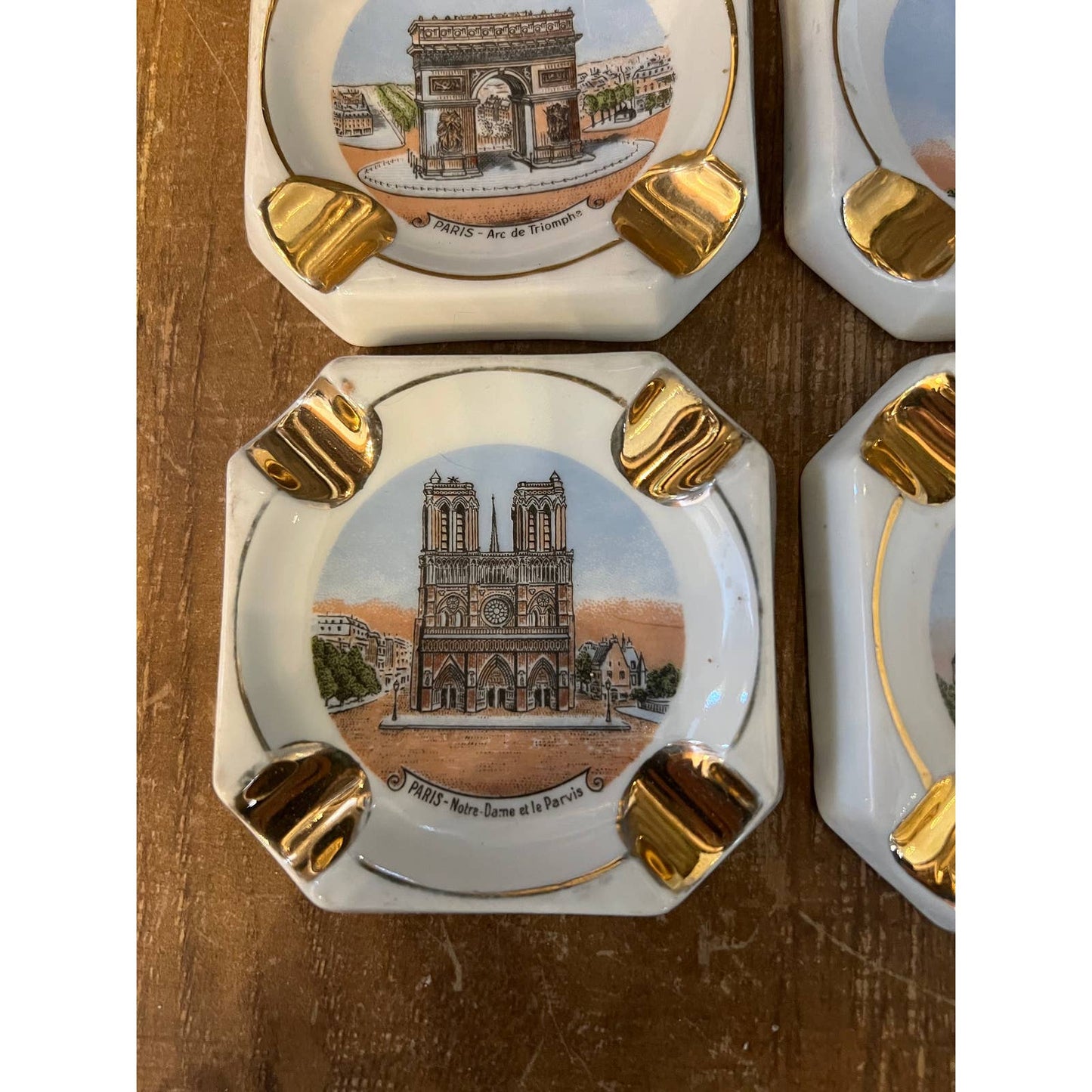 Limoges France set of 4 cityscape ashtrays