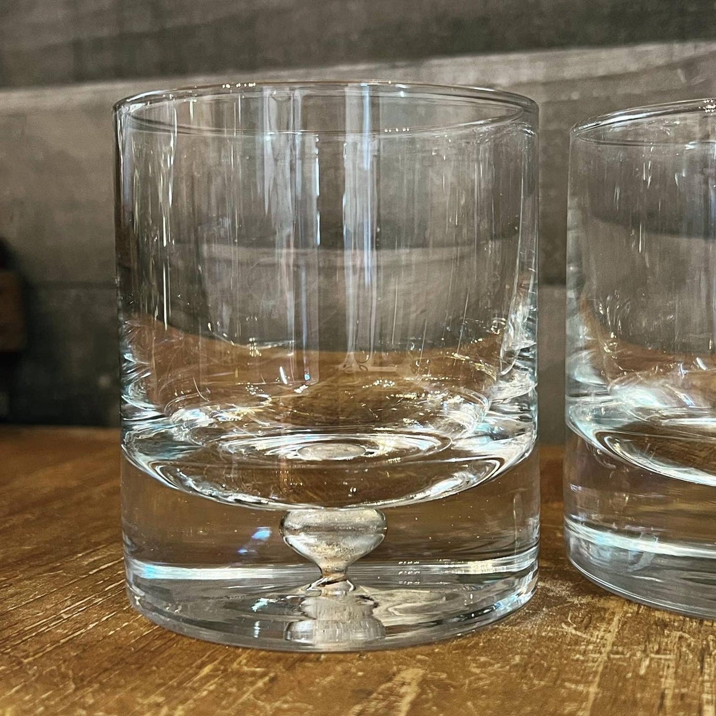 Glass blown old fashioned bubble base heavy drinking glasses - set of 5