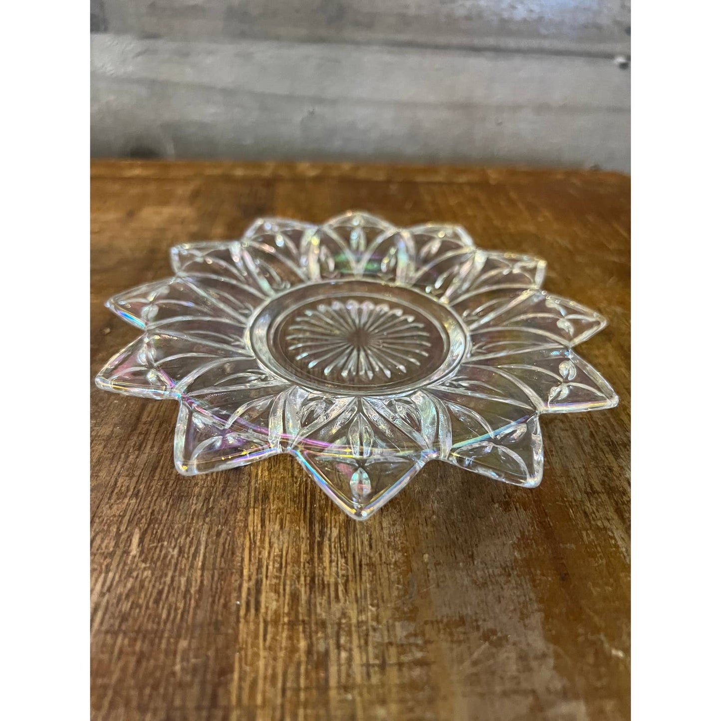 Vintage Federal iridescent petal plate - saucer - trinket dish