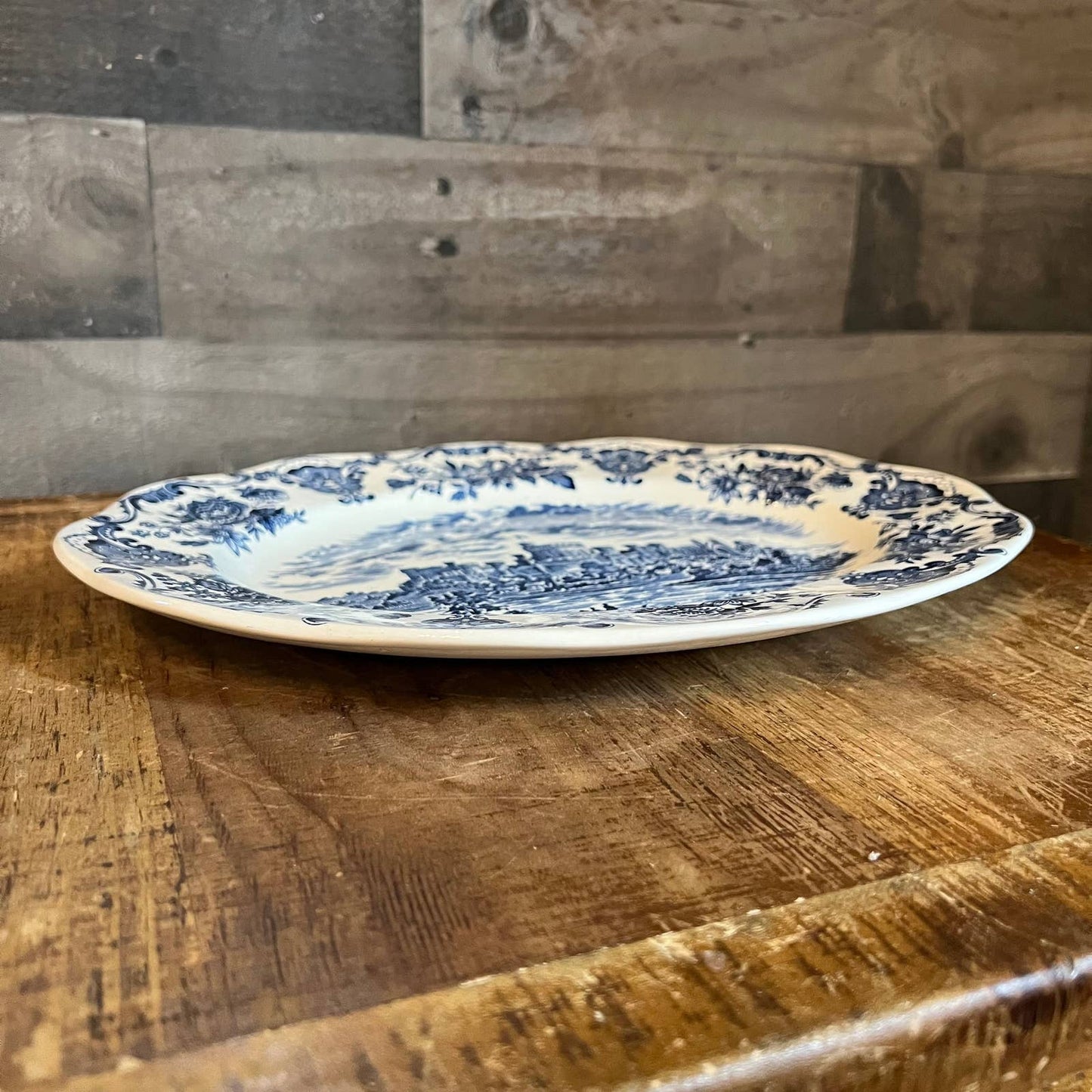 Vintage Enoch Wedgwood Windsor Castle platter - blue and white