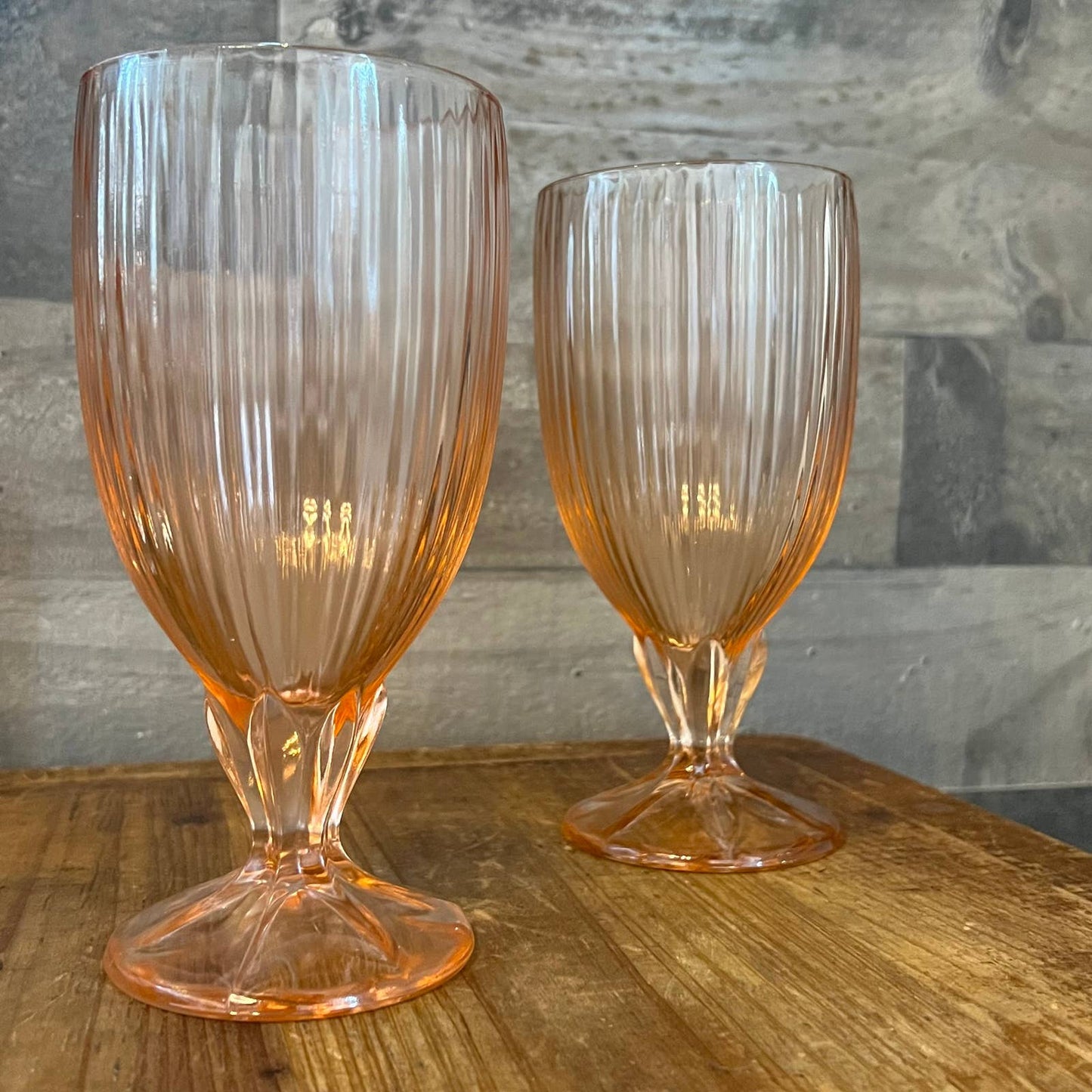 Fostoria Iced Tea Monet Peach pink glasses - pair