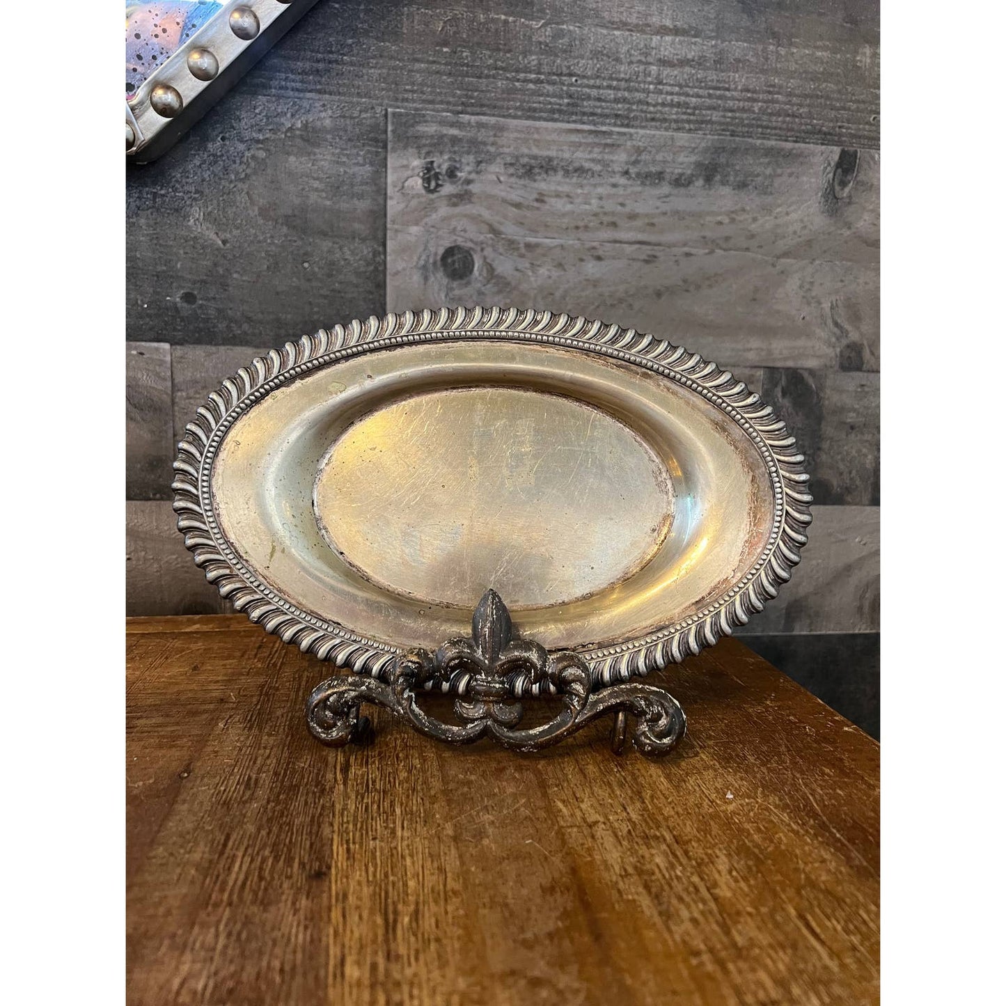 Vintage silver plate handled footed gravy boat and oval serving tray - sauce boat - cream pour