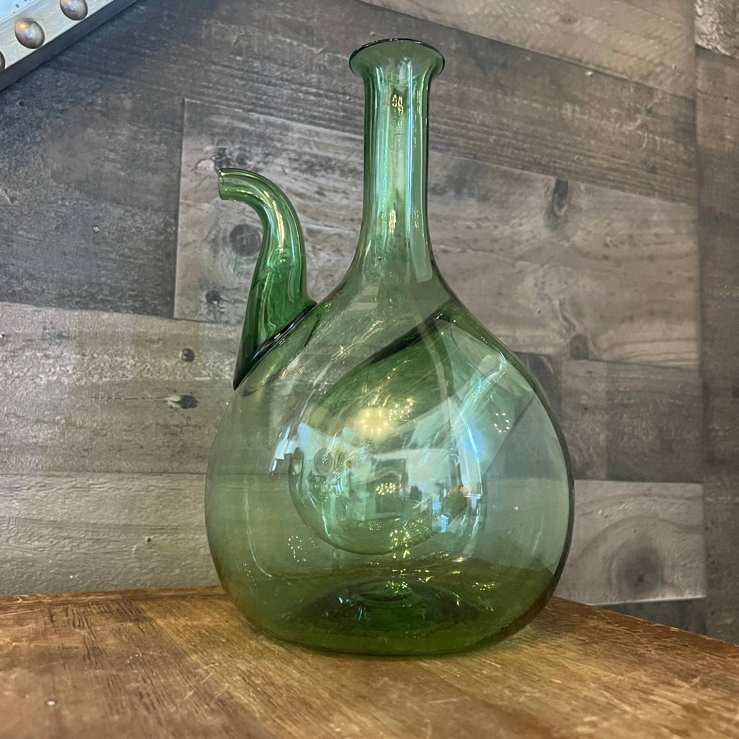 Vintage green glass Italian decanter - pitcher