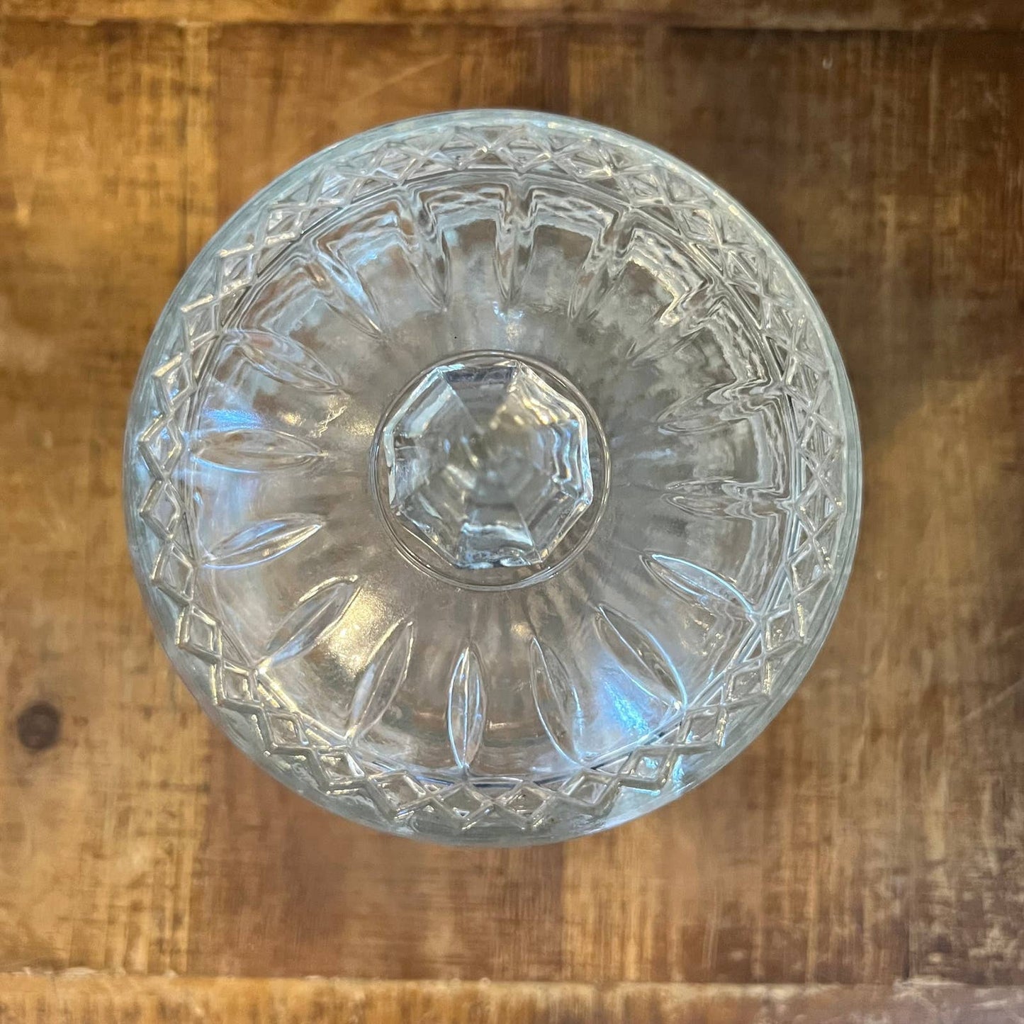 Vintage Indiana Glass 3 tier princess cut clear lidded dish