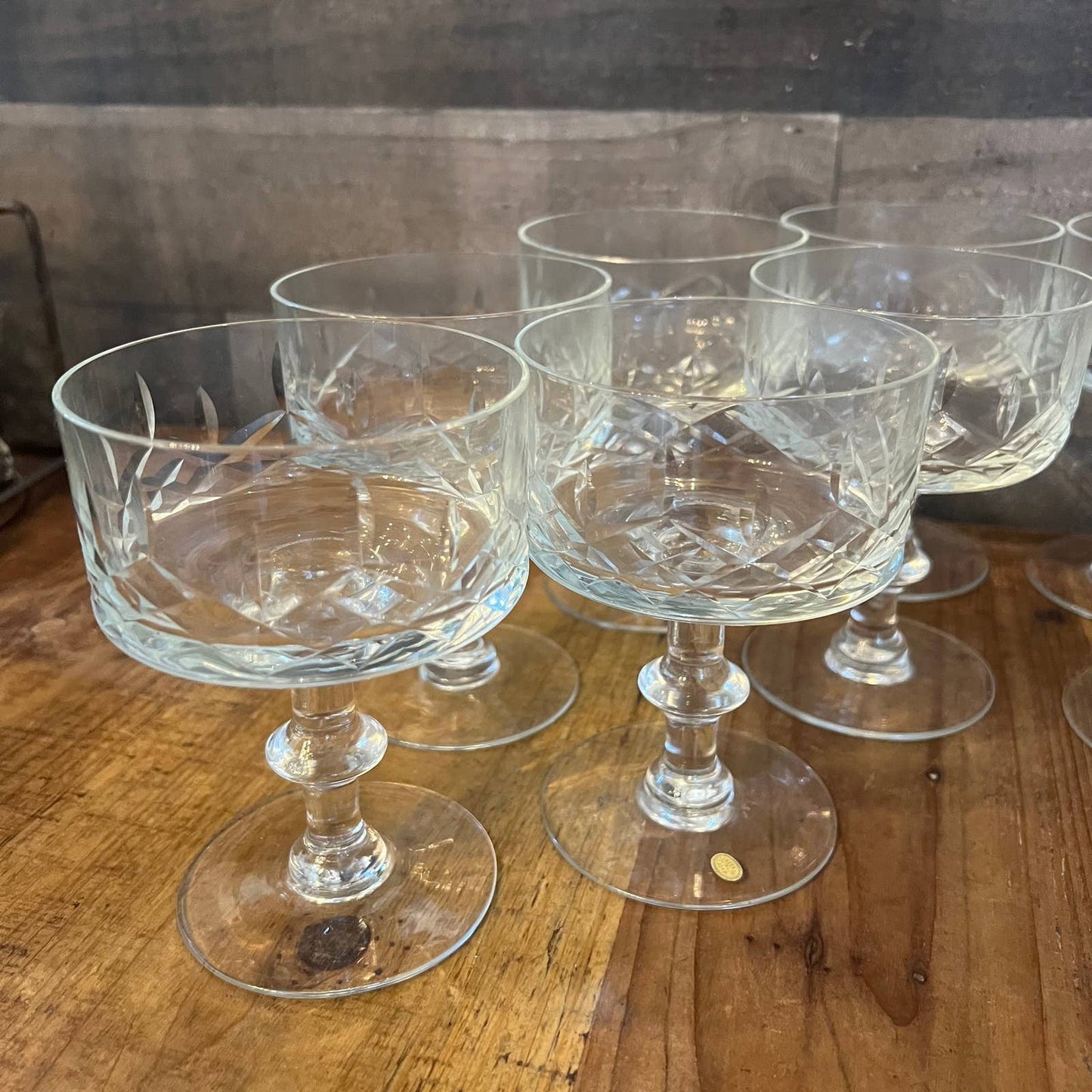 Crystal criss cross design cocktail coupes - set of 6