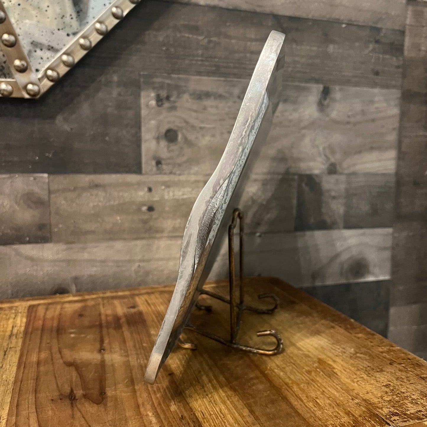 Pottery Barn Aged Silver Tone Handled Rectangular Tray